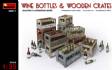 WINE BOTTLES & WOODEN CRA