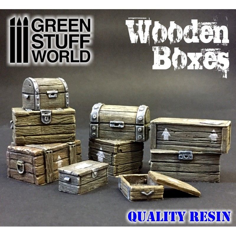 lagerWooden boxes set, Green stuff