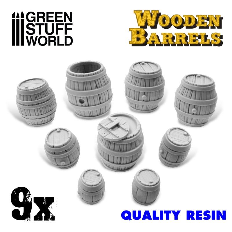 lager9x Resin Wooden Barrels, Green stuff